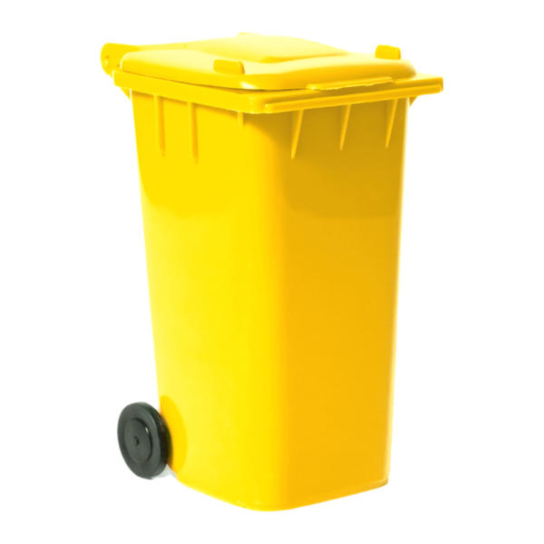 Yellow Recycling Bin  With Plastic